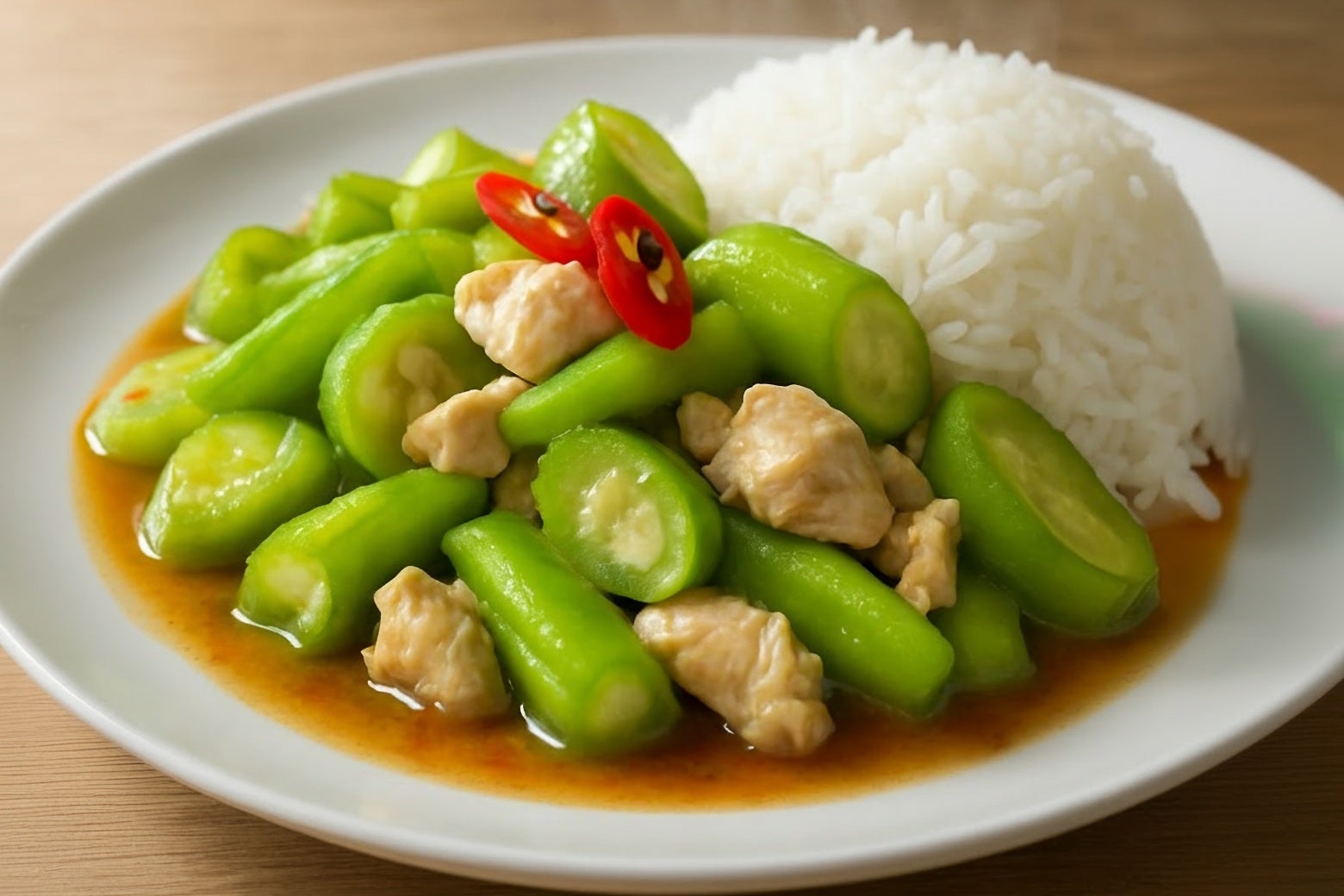 เมนูอาหาร 5 หมู่ - ผัดบวบใส่ไก่