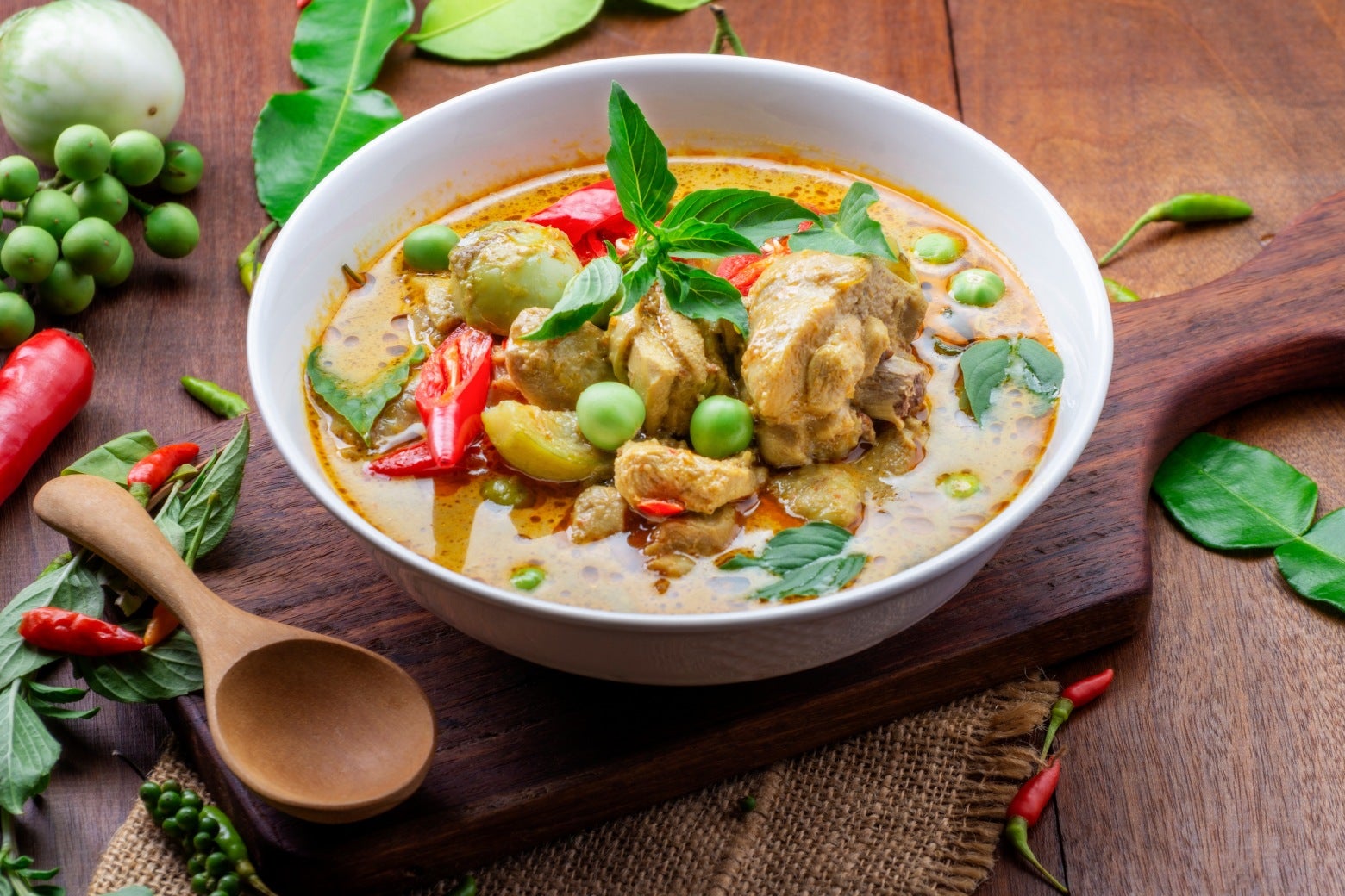 เมนูอาหารครบ 5 หมู่ - แกงเขียวหวานไก่